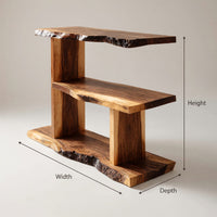 Solid Wood Standing Shelf Artistic Live Edge Entryway Storage, view 3