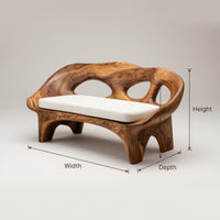 Solid Wood Sofa Curved Natural Living, view 3