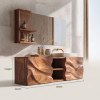 Solid Wood Bathroom Vanity Handcrafted Wall Modern, view 3