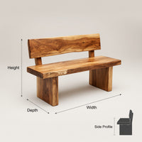 Solid Wood Outdoor Garden Bench Handcrafted Patio, view 3
