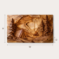 Campfire and Pines Carved Hardwood Wall Art Panel, view 3 — view 3