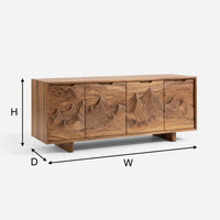 Ridgeline Walnut Media Console with Carved Peaks, view 3