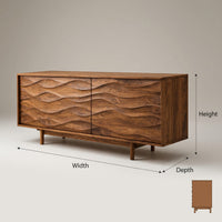 Solid Wood Sideboard With Carved Wave Front Panels Home, view 3