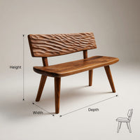 Solid Wood Outdoor Garden Bench With Carved Backrest Patio, view 3