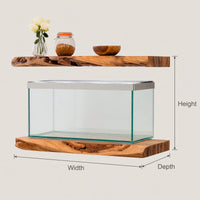 Solid Wood Aquarium Stand Cozy Living Room Rustic Floating Shelf, view 3