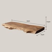 Solid Wood Natural Wood Floating Shelves Mid Century Solid Shelf Xmas, view 3