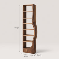 Solid Wood Standing Shelf With Curved Side Living Display, view 3