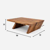 Cantilevered Solid Wood Coffee Table on Angled Legs, view 3