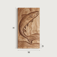 One Board, a Trout Mid-Leap, Carved as a Wall Relief, view 3 — view 3