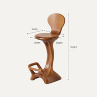 Solid Wood Bar Stool Sculptural Organic Kitchen Interiors, view 3