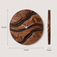 Solid Wood Clock Minimalist Artistic Wall Living Room, view 3