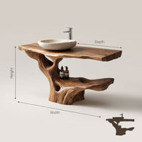 Solid Wood Live Edge Vanity Solid Bathroom Organic Minimalist Bath, view 3