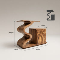 Solid Wood Record Player Stand Sculptural Turntable Audio Lounge, view 3