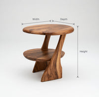 Solid Wood Nightstand With 2 Tiers Bedroom, view 3