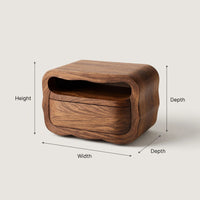 Solid Wood Nightstand Floating With Soft Curves Bedroom, view 3