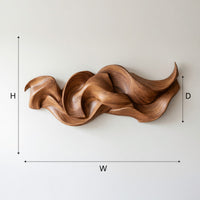 Drifting Ribbon Wall Sculpture in Warm Grained Hardwood, view 3 — view 3