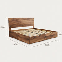 Solid Wood Bed Frame Built Drawers Bedroom, view 3