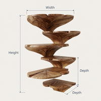 Solid Wood Corner Shelf Farmhouse Leaf Shape Bathroom Wall Decor Display, view 3