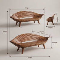 Mid Century Curved Cane Back Bench For Lounge Interior Area, view 3