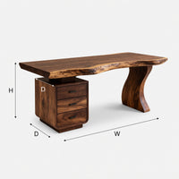 Wave-Leg Desk with a Live Edge Top and Drawer Cabinet, view 3