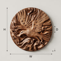 Round Eagle Medallion, Carved Wood Wall Sculpture, view 3 — view 3