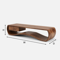 Slow Water in Walnut: A Low Curving Media Console, view 3