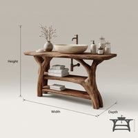 Solid Wood Live Edge Vanity Minimalist Small Bathroom, view 3
