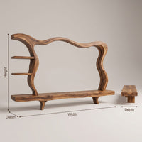 Modern Wood Tv Stand With Flowing Frame For Home Decor, view 3