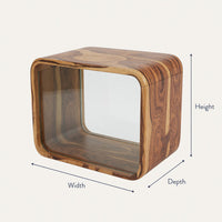Solid Wood Aquarium Stand Nightstand With Storage Bedroom Living Room Display, view 3