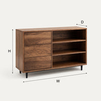 Console Table with Three Drawers and Stepped Shelves, view 3