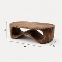 Loopwave Sculptural Hardwood Coffee Table for Living Rooms, view 3