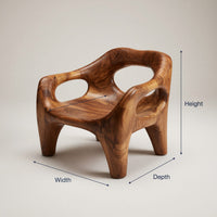 Solid Wood Chair Sculptural Natural Accent Living Space, view 3