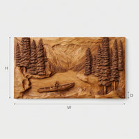 Deep-Relief Carving of a Lake Canoe, Solid Wood Wall Art, view 3 — view 3