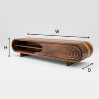 Chisel Carved Ripple Door on a Long Capsule TV Console, view 3