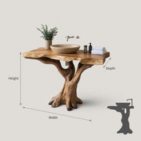Solid Wood Live Edge Vanity Handcrafted Solid Bathroom Natural Spa Bath, view 3