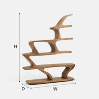 Wave Bookshelf in Solid Hardwood with Live Edge Shelves, view 3