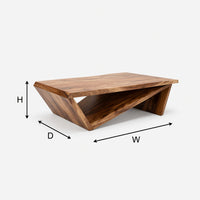 Hand-Cut Faceted Coffee Table with Folded Wood Base, view 3
