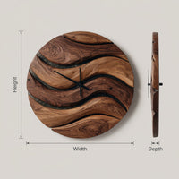 Solid Wood Clock Artistic Minimal Wall Living Room, view 3