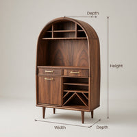 Solid Wood Bar Cabinet Arched Wine Dining Room, view 3