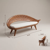 Modern Woven Leaf Shape Bench For Garden Interior Space, view 3