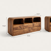 Solid Wood Sideboard With Curved Corners Living Room, view 3