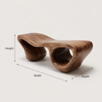 Solid Wood Teak Shower Bench Wave Carved Double Storage Bathroom, view 3