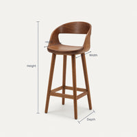 Solid Wood Bar Stool With Curved Backrest Kitchen, view 3