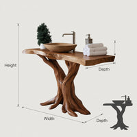 Solid Wood Live Edge Vanity Bathroom Handmade Bathroom, view 3