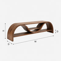 Ribbonwave Walnut TV Console with Open Display Shelf, view 3