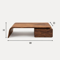 Hand-Curved Waterfall Coffee Table with Drawer Box, view 3