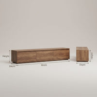 Wooden Floating Tv Stand With Side Branch Shaped Storage For Living, view 3