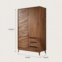 Solid Wood Wardrobe Sculptural With Wave Door Bedroom, view 3
