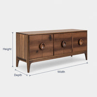 Solid Wood Bar Cabinet Mid Century Circular Sideboard Living Room, view 3
