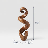 Solid Wood Sculpture Wall Art Rustic Large Twisted Spiral Floor Office, view 3